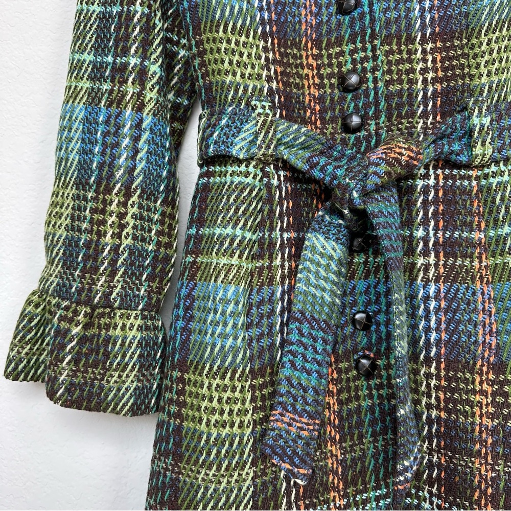 Anthropologie Elevenses Wool Blend Plaid Long Coat 4 - Picture 5 of 16